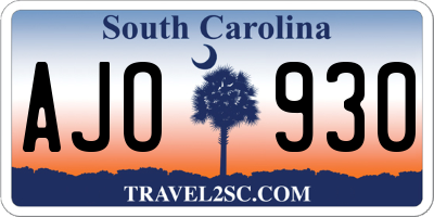 SC license plate AJO930