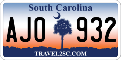 SC license plate AJO932