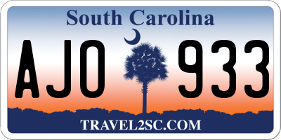 SC license plate AJO933