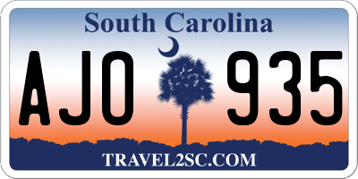 SC license plate AJO935