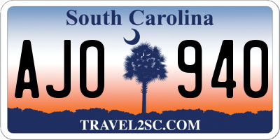 SC license plate AJO940