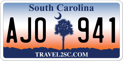 SC license plate AJO941