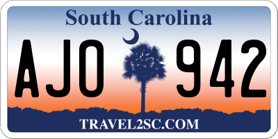 SC license plate AJO942