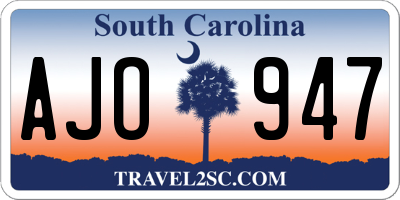 SC license plate AJO947