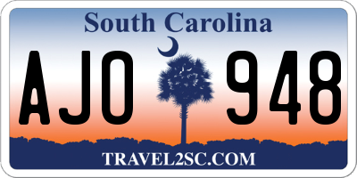 SC license plate AJO948