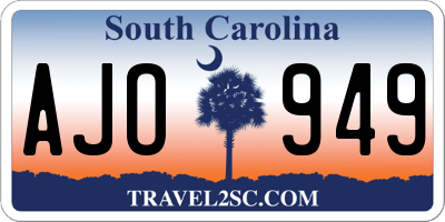 SC license plate AJO949