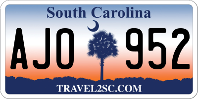 SC license plate AJO952