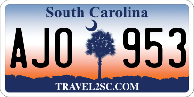 SC license plate AJO953