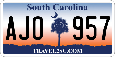 SC license plate AJO957