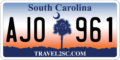 SC license plate AJO961