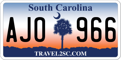 SC license plate AJO966