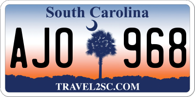 SC license plate AJO968