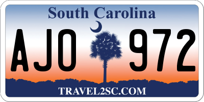 SC license plate AJO972