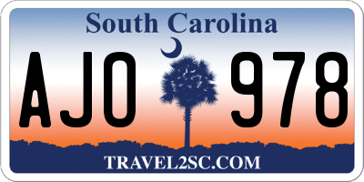 SC license plate AJO978