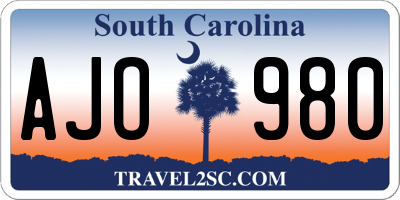 SC license plate AJO980
