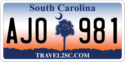 SC license plate AJO981
