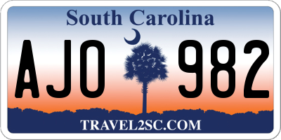 SC license plate AJO982