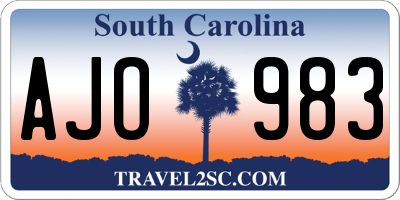 SC license plate AJO983