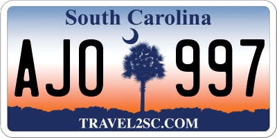 SC license plate AJO997