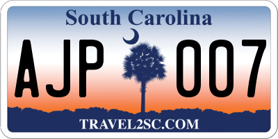 SC license plate AJP007