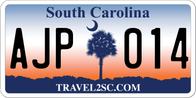 SC license plate AJP014
