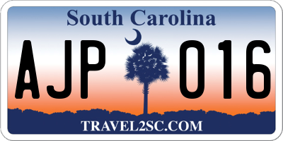 SC license plate AJP016