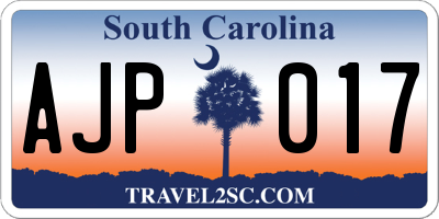 SC license plate AJP017
