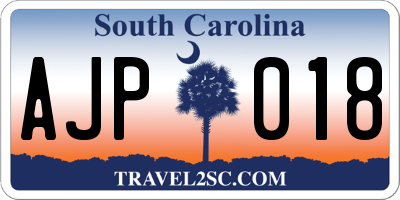 SC license plate AJP018