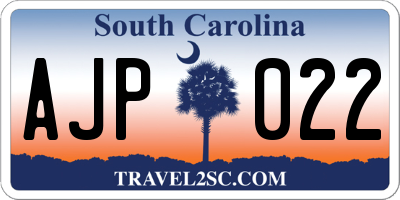 SC license plate AJP022