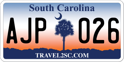 SC license plate AJP026