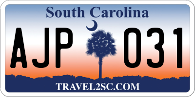 SC license plate AJP031