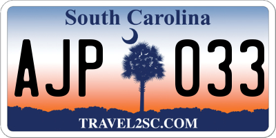 SC license plate AJP033