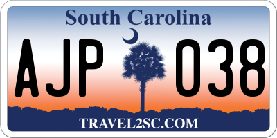 SC license plate AJP038