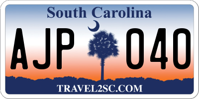SC license plate AJP040
