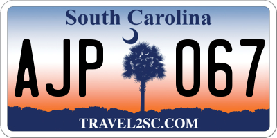 SC license plate AJP067
