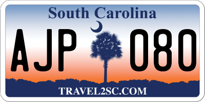 SC license plate AJP080