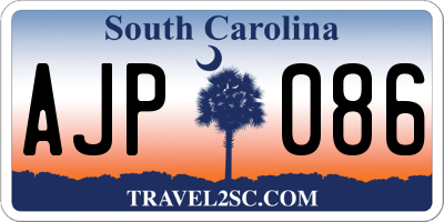 SC license plate AJP086