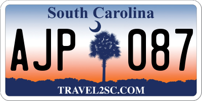 SC license plate AJP087