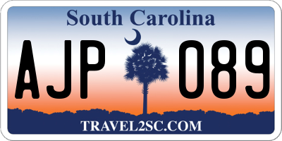 SC license plate AJP089