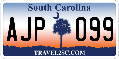 SC license plate AJP099