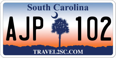 SC license plate AJP102