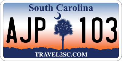 SC license plate AJP103