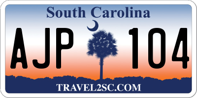 SC license plate AJP104