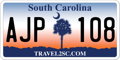 SC license plate AJP108