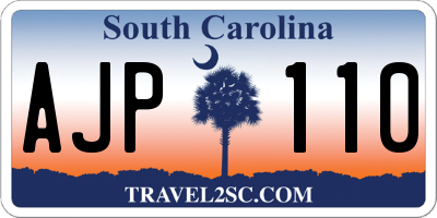 SC license plate AJP110