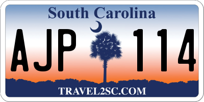 SC license plate AJP114
