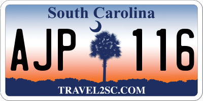 SC license plate AJP116