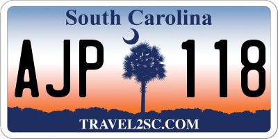 SC license plate AJP118