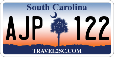 SC license plate AJP122