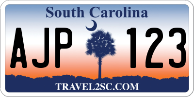 SC license plate AJP123